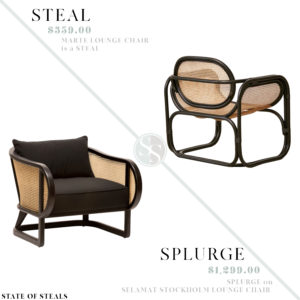 Modern Cane and Black Lounge Chair