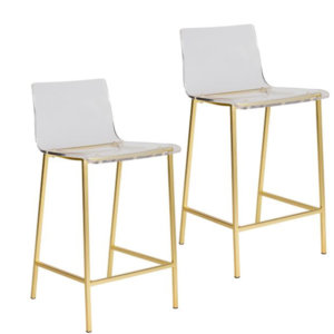 PAIGE BAR STOOL, SET OF 2, BRUSHED GOLD 30″