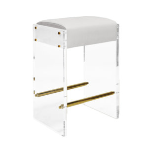 Worlds Away Indy Counter Stool – White and Brass