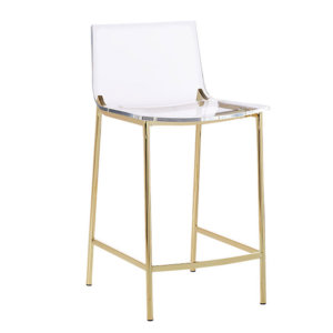 CHIARO CLEAR COUNTER STOOL 24″ GOLD