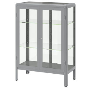 FABRIKÖR Glass-door cabinet, gray