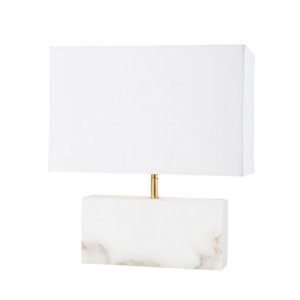 WHITE ALABASTER RECTANGLE TABLE LAMP
