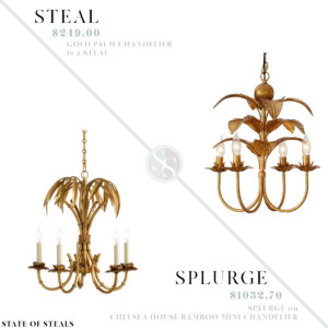 Gold Palm Chandelier Steal vs Splurge