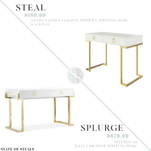 White Lacquered Writing Desk Look for Less