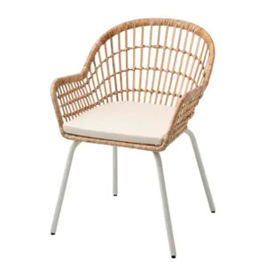 NILSOVE / NORNA Chair with chair pad, rattan white, Laila natural