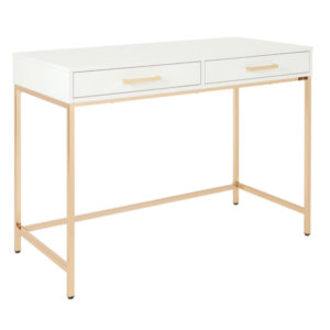 Alios Desk With White Gloss and Gold Chrome Plated Base