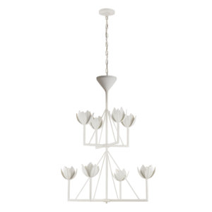 Visual Comfort JN 5005PW Julie Neill Casual Alberto Medium Two Tier Chandelier In Plaster White