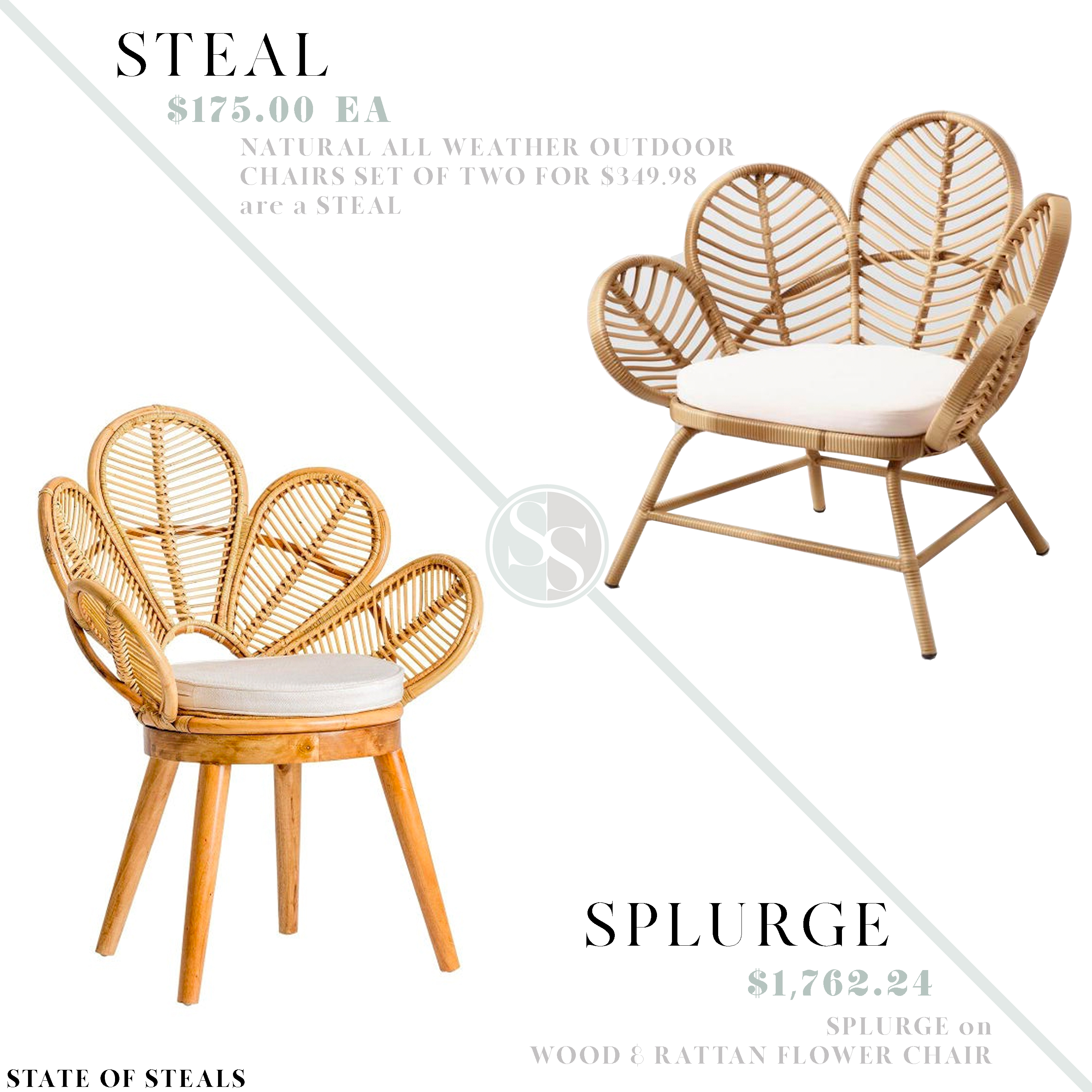 Flower Rattan Chair Look for Less State of Steals