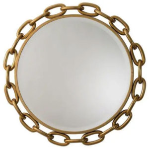 Dinah Global Bazaar Iron Gold Brass Finish Linked Mirror – 40