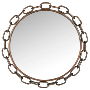 Round Atlantis Chainlink Decorative Wall Mirror Copper – Safavieh