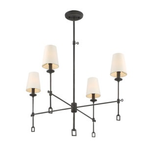 Savoy House Lorainne 4 Light 30″ Wide Chandelier with Linen Shades