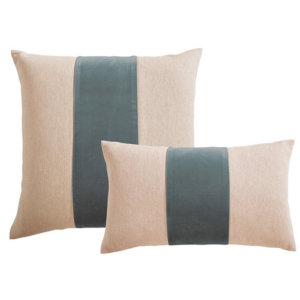 VELVET COLORBLOCK LINEN PILLOW