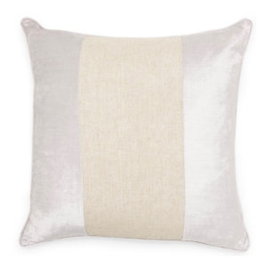 MoDRN Glam Striped Linen and Velvet Decorative Throw Pillow