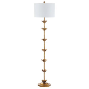 Lotus Lamp L OS Safavieh Lighting 64-inch Landen Gold Leaf LED Floor Lamp