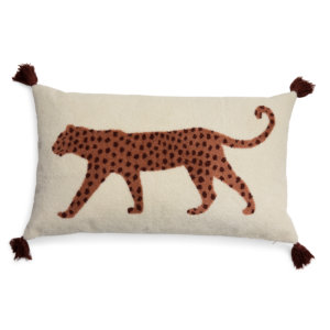 Walking Leopard Boucle Embroidered Decorative Throw Pillow, 24×14″ by Drew Barrymore Flower Home