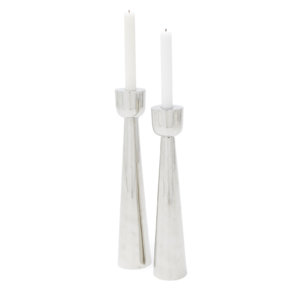 MoDRN Scandinavian Silver Candle Holders Set of 2