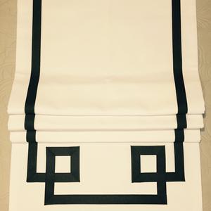 Faux (fake) flat roman shade valance, with greek key banding grosgrain ribbon. You choose size and ribbon color!!