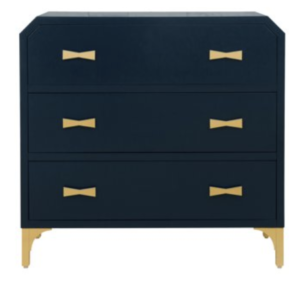 Clip Corner Blue/Gold Three Drawer Chest