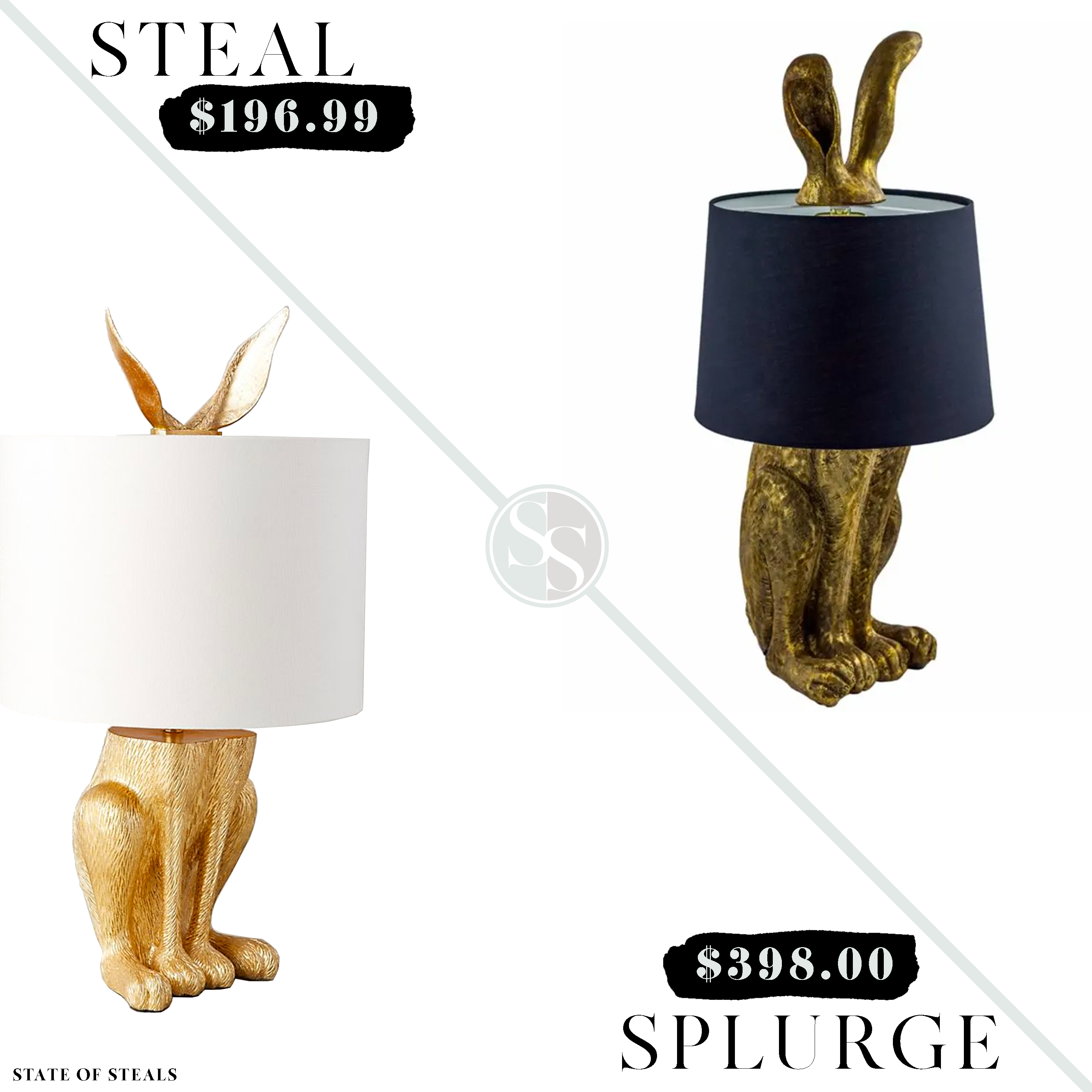 gilded hare table lamp