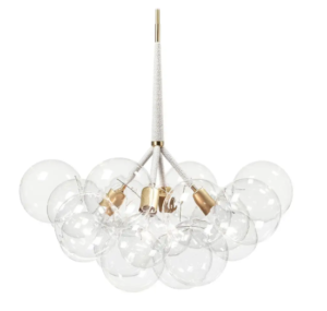 X-Large Bubble Chandelier in Natural Cotton and Satin Brass by Pelle
