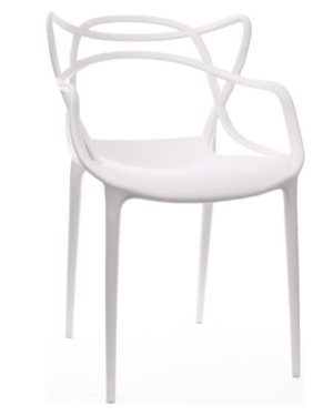 Masters Polypropylene Modern Stackable Arm Chair, Set of 4, White, 21″x22″x32.5″