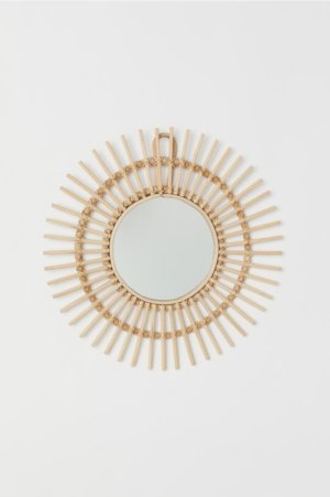 Mirror with Rattan Frame