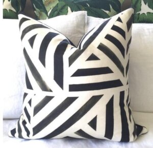 Paint Lines Pillow Cover – Black and Off White – Watercolor Pillow – Designer Pillow – Decorative Pillow
