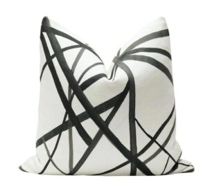 Channels // Ebony + Ivory | Groundworks | Kelly Wearstler fabric | throw pillow | linen throw pillow | designer pillow | linear |