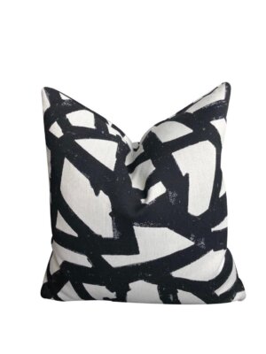 Designer Black White Artsy Abstract Art painting Pillow Cover Woven All Sizes