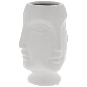 White Crackled Four Faces Vase