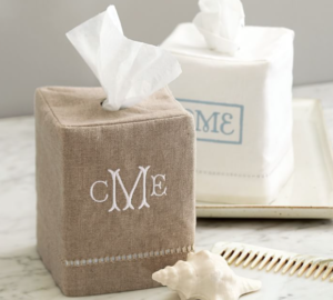 Linen Hemstitch Tissue Box Cover