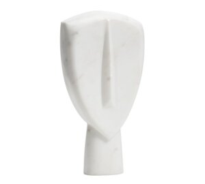 Marble Face Decorative Object, White, Small