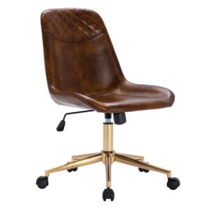 220326 Leather Gold Task Chair STEAL