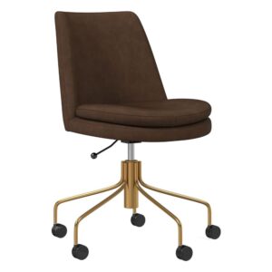 220326 Leather Gold Task Chair SPLURGE